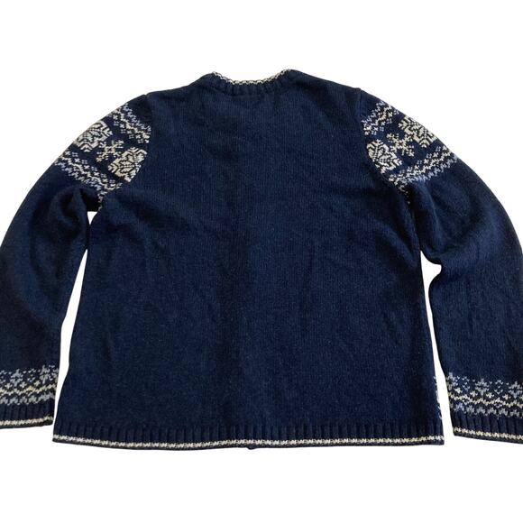 Croft & Barrow Fair Isle Embroidered Snowflakes Winter Sweater Cardigan Sz Med - Picture 7 of 9